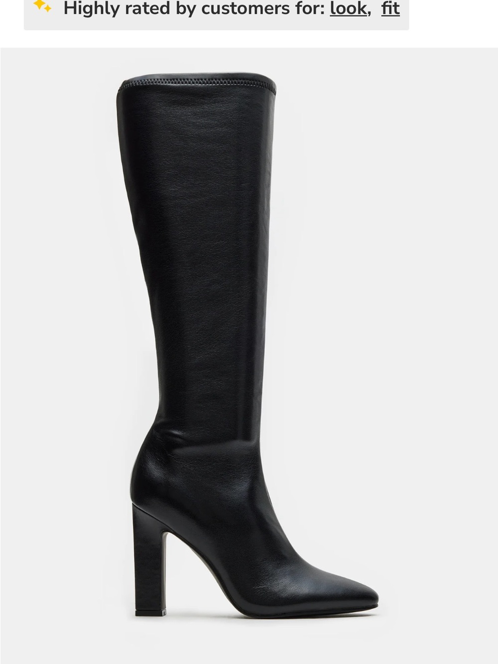 Women's Tall Black Leather High-Heel Boots